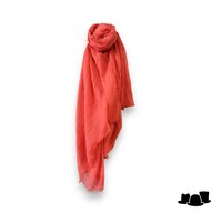 onkar zomer sjaal gekreukelde met gerafelde rand katoenmix coral