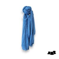 onkar zomer sjaal gekreukelde met gerafelde rand katoenmix deep blue