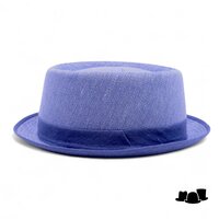 jos van dijck pork pie linnen visgraat blauw  