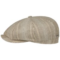 stetson newsboy cap hatteras silk linnen mix light brown stripe