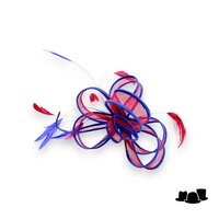 eigen atelier bespoke haarversiering  lussen en veren rood kobalt