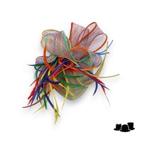 eigen atelier bespoke haarversiering  disk lussen en veren multicolor