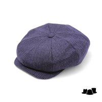 wigens newsboy retro cap wool check anthracite blue