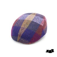 wigens ivy modern flat cap magee wool check rust purple