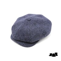 wigens newsboy retro cap magee wool herringbone blue