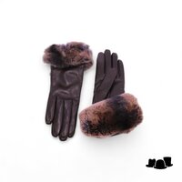 caridei dameshandschoen leder met bontomslag calogera bruin