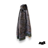 city sport sjaal zijde wol paisley groen caramel celestial