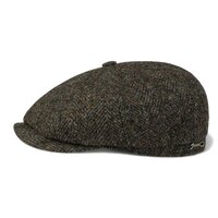 stetson newsboy cap hatteras garage harris tweed olive black 