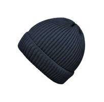 fiebig beanie met omslag merino wol marine