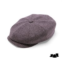stetson hatteras newsboy cap wool cashmere houndstooth grey brown