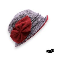 panizza cloche met strik babi wol grijs en rood