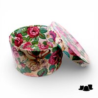 vintage hoedendoos 30 cm met botanisch patroon 1