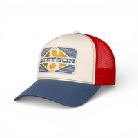 stetson trucker cap rhombus red and blue
