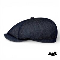 stetson newsboy cap hatteras slim fit sustainable denim dark blue