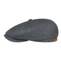 stetson hatteras newsboy cap silk visgraat dark grey 