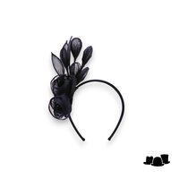 seeberger haarversiering diadeem eva sinamay bloemen zwart