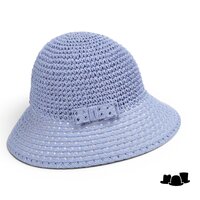 seeberger cloche strik papierstro hemelsblauw