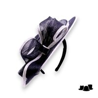 bedacht fascinator bristol matelot strik sinamay zwart wit