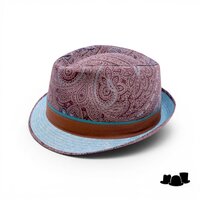 jos van dijck trilby linnen paisley bruin en turkooisblauw