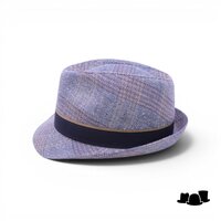 jos van dijck trilby linnen zijdemix tartan blauw