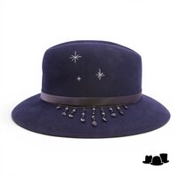 ischler hut bespoke haarvilt fedora noctis navy blue