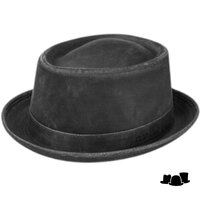 stetson pork pie odenton leatherlook stressed cotton black