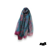 zomer sjaal viscose animal print petrol and burgundy
