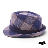 jos van dijck trilby wol tartan blauw grijs en rood
