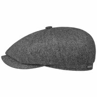 stetson newswboy cap hatteras woolmix small herringbone grey