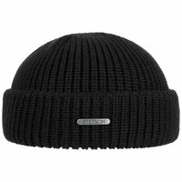 stetson short beanie nashvile merino wool knit black
