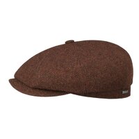 stetson newswboy cap hatteras shetland herringbone red brown
