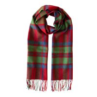 john hanly merino luxury wool scarf red green blue check herringbone