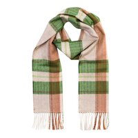 john hanly merino luxury wool scarf green rust check