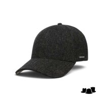 stetson baseballcap wool herringbone antraciet