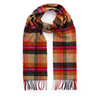 john hanly irish wool scarf long beige orange red charcoal plaid