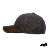 hatland baseball fitted cap edze wol visgraat blauw bruin