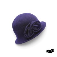 seeberger cloche wool knitted flower marine blue