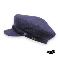 wigens fisherman cap wol visgraat navy