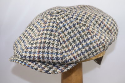 Wigéns Newsboy Classic Cap Wool Houndstooth Blue Taupe